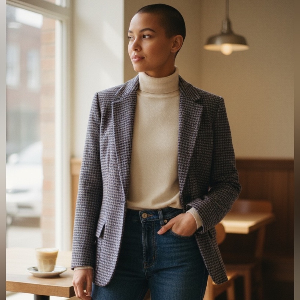 THE VILLAGER Vintage Plaid Wool Single Breasted Blazer Size 10